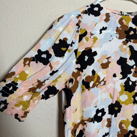 Loft Dress Women's Petite 00 Printed Shift Short Sleeve Career Lightweight - Picture 5 of 9